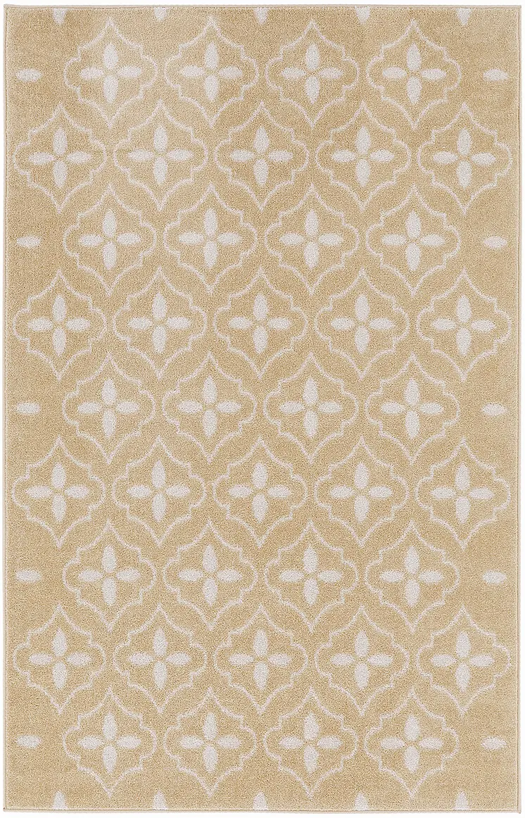 4' X 6' Beige And Ivory Geometric Indoor Outdoor Area Rug