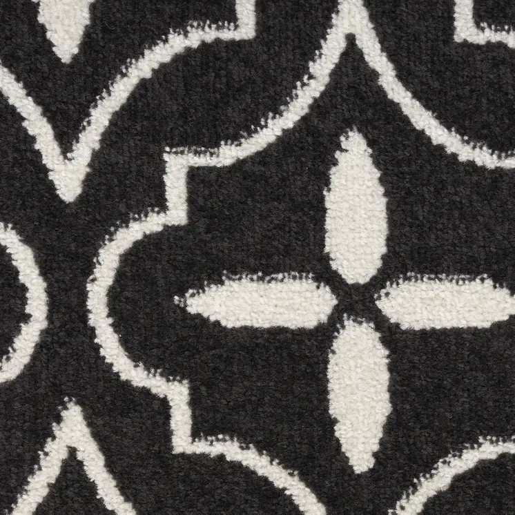 4' X 6' Black And Ivory Geometric Indoor Outdoor Area Rug