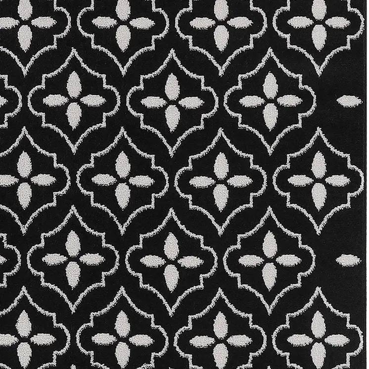 4' X 6' Black And Ivory Geometric Indoor Outdoor Area Rug