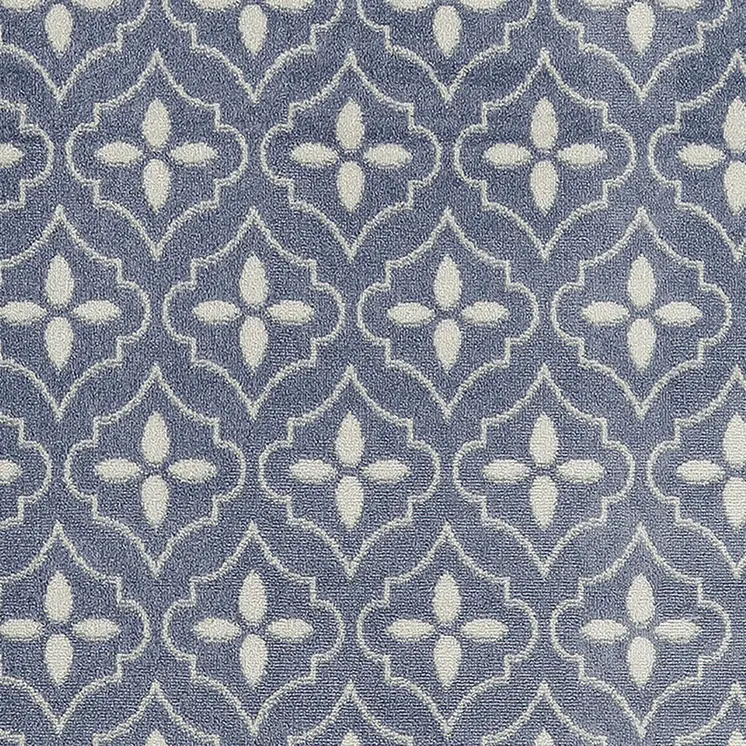 4' X 6' Blue And Ivory Geometric Indoor Outdoor Area Rug