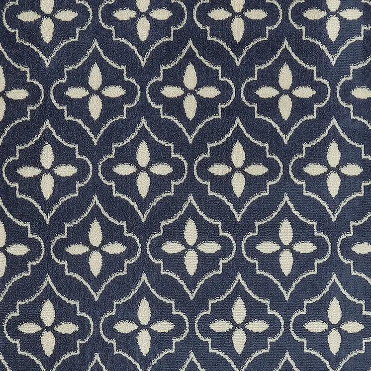 4' X 6' Navy Blue And Ivory Geometric Indoor Outdoor Area Rug