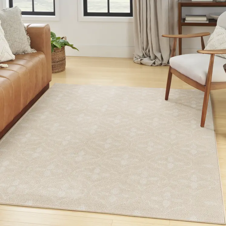 4' X 6' Ivory And Beige Geometric Indoor Outdoor Area Rug