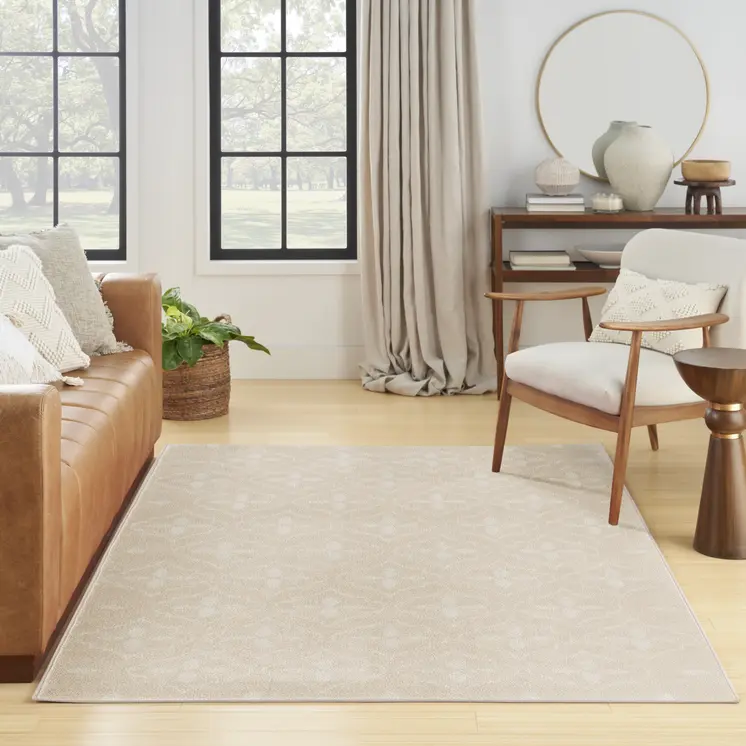 4' X 6' Ivory And Beige Geometric Indoor Outdoor Area Rug