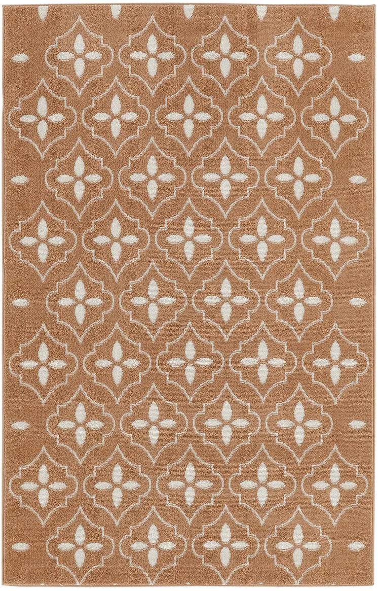 4' X 6' Copper Geometric Indoor Outdoor Area Rug