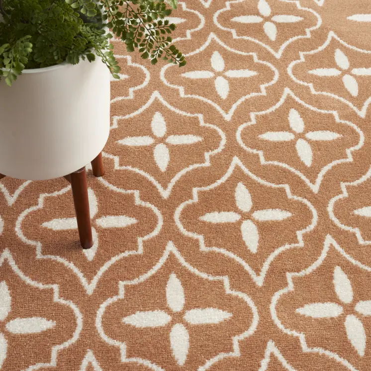 4' X 6' Copper Geometric Indoor Outdoor Area Rug