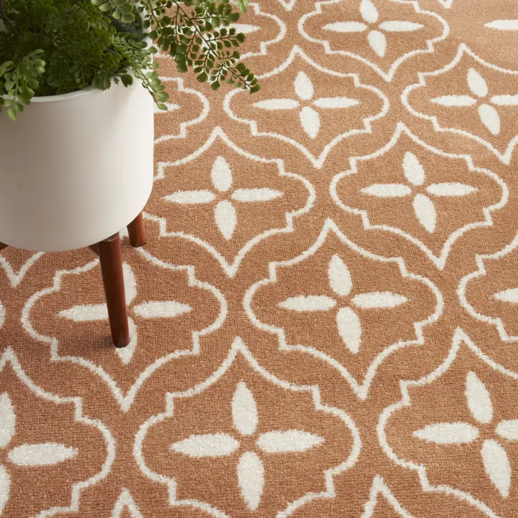 4' X 6' Copper Geometric Indoor Outdoor Area Rug
