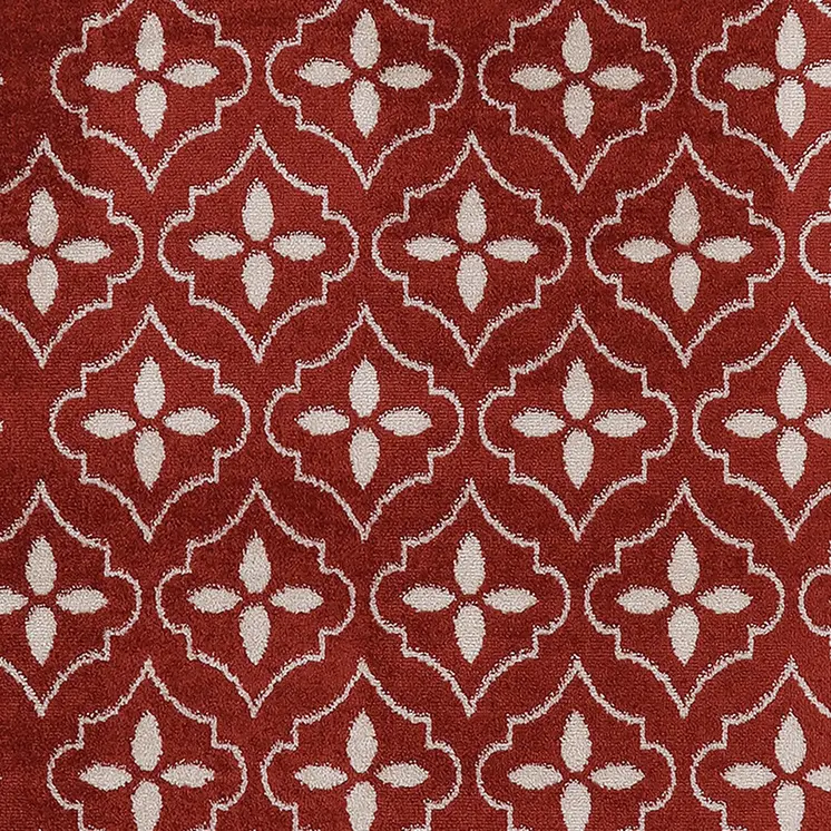 4' X 6' Brick Red And Ivory Geometric Indoor Outdoor Area Rug