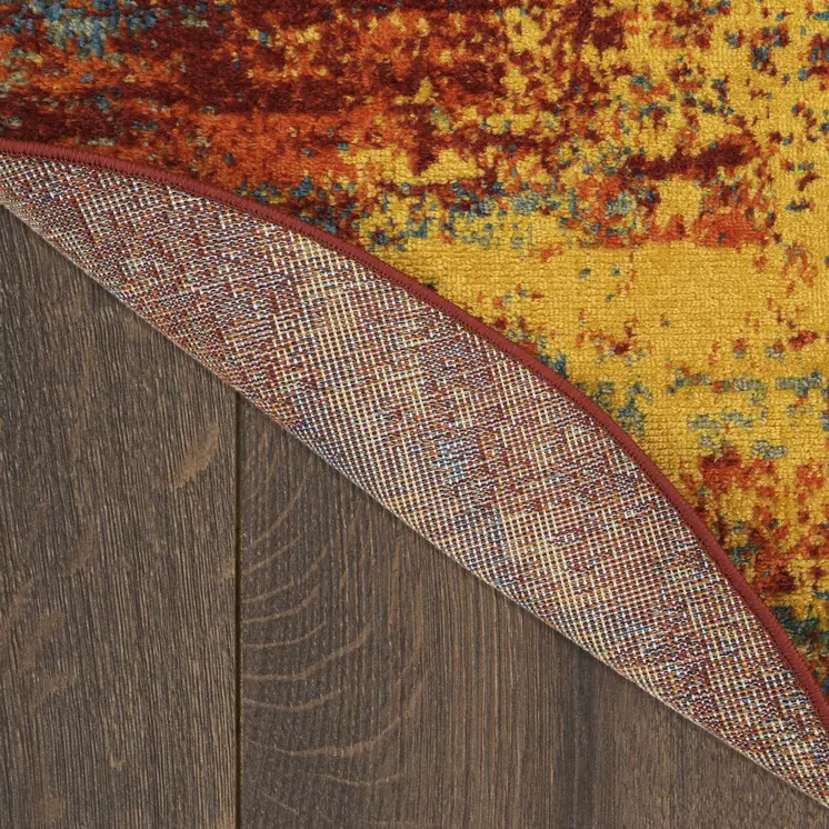 8' Flame Round Abstract Indoor Outdoor Area Rug