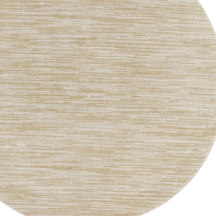 8' Ivory And Gold Round Abstract Indoor Outdoor Area Rug