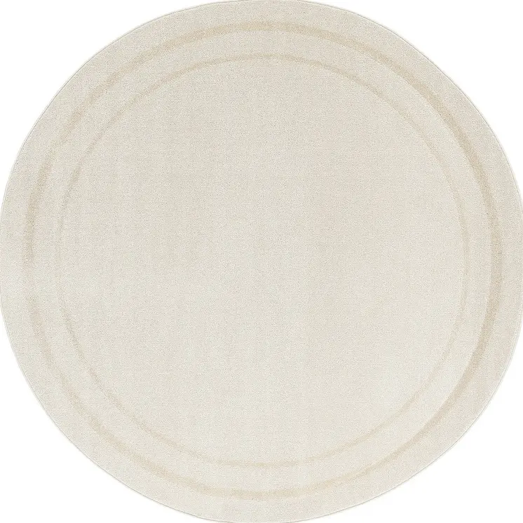 8' Ivory And Gold Round Indoor Outdoor Area Rug
