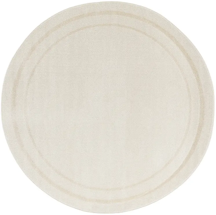 8' Ivory And Gold Round Indoor Outdoor Area Rug