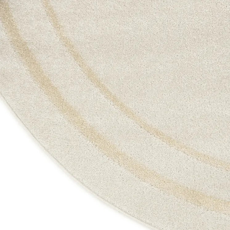 8' Ivory And Gold Round Indoor Outdoor Area Rug