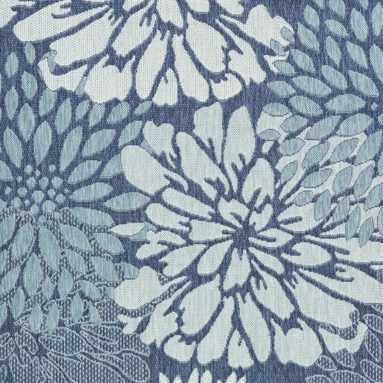 4' X 6' Navy Blue Floral Indoor Outdoor Area Rug