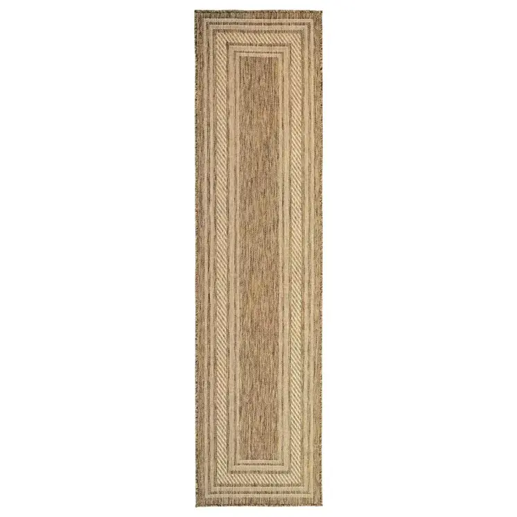 6' Natural Geometric Indoor Outdoor Runner Rug