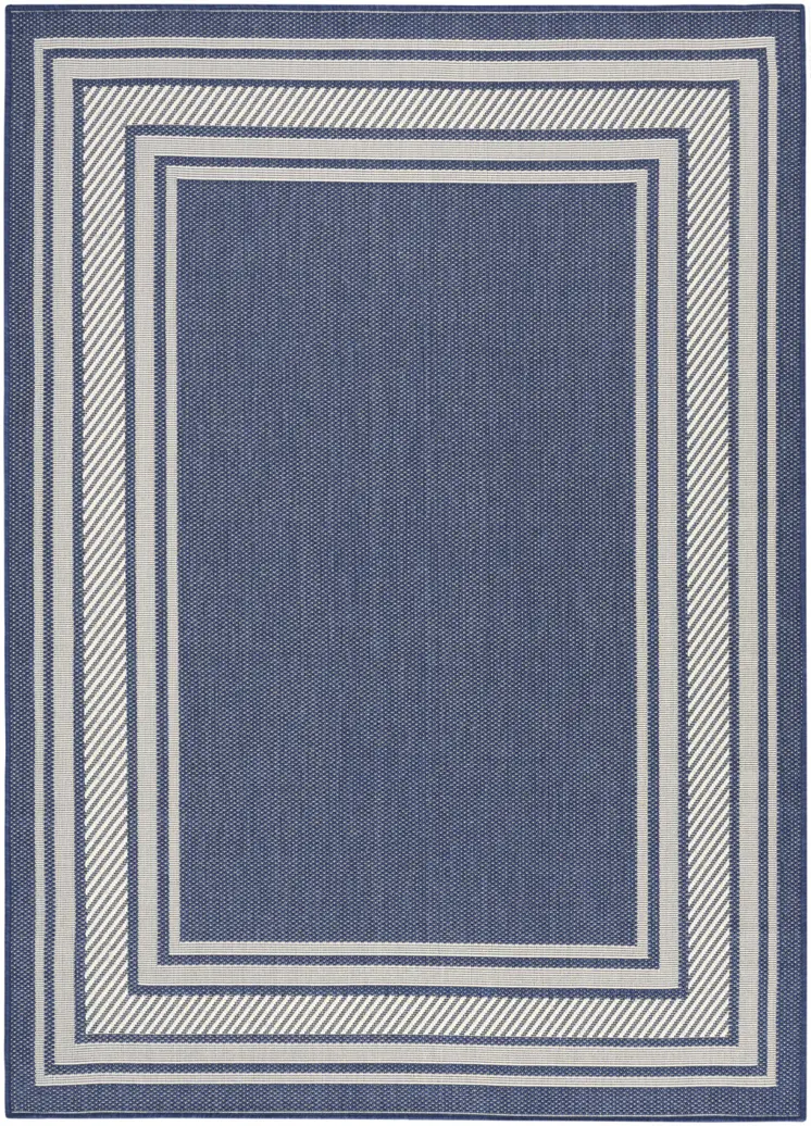 4' X 6' Navy Blue And Ivory Geometric Indoor Outdoor Area Rug