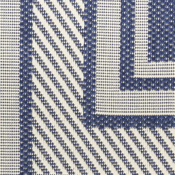 4' X 6' Navy Blue And Ivory Geometric Indoor Outdoor Area Rug