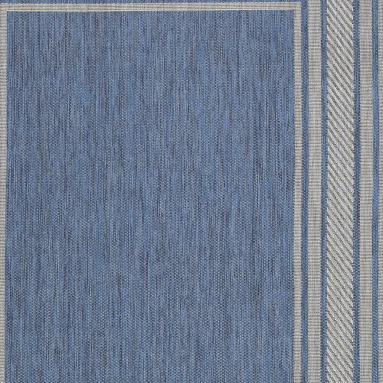 4' X 6' Denim Blue And Ivory Geometric Indoor Outdoor Area Rug