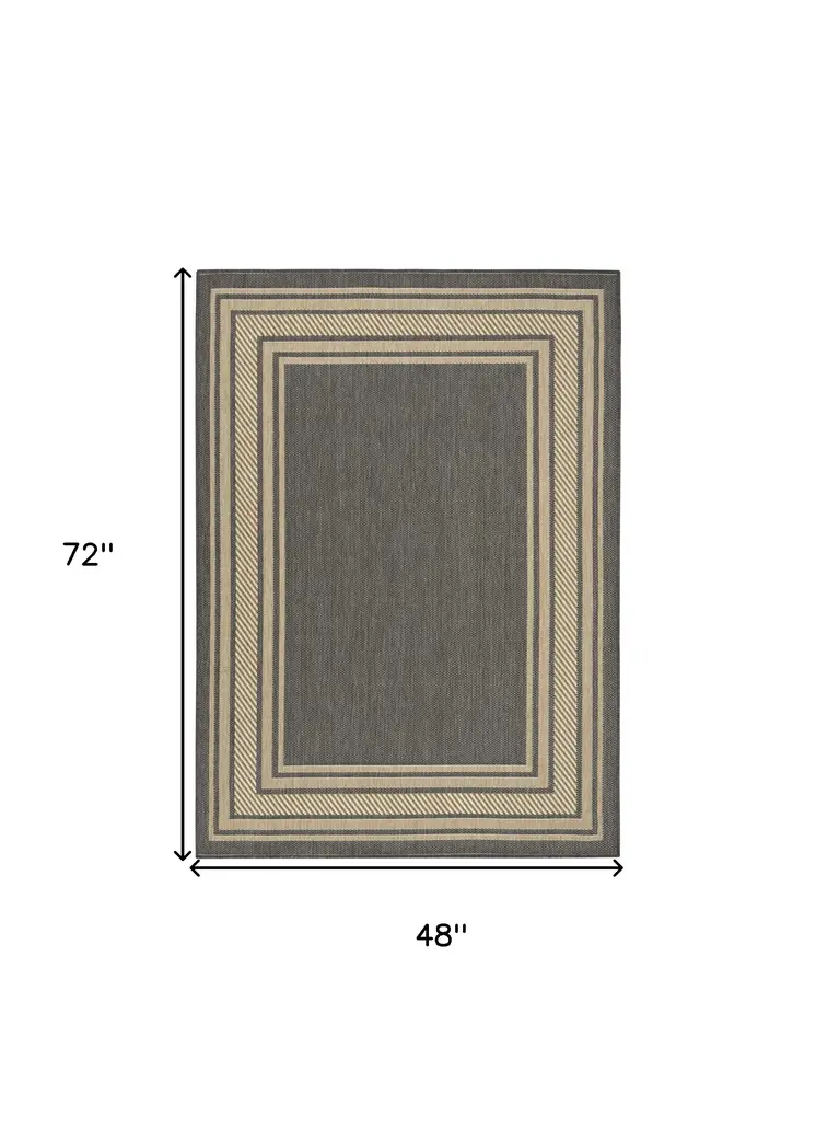4' X 6' Charcoal Geometric Indoor Outdoor Area Rug