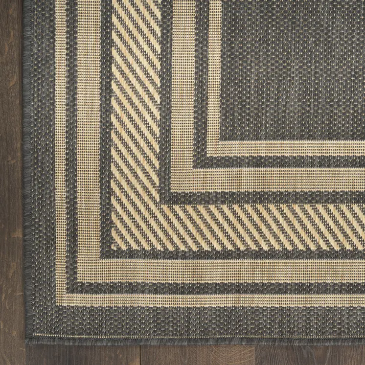 4' X 6' Charcoal Geometric Indoor Outdoor Area Rug