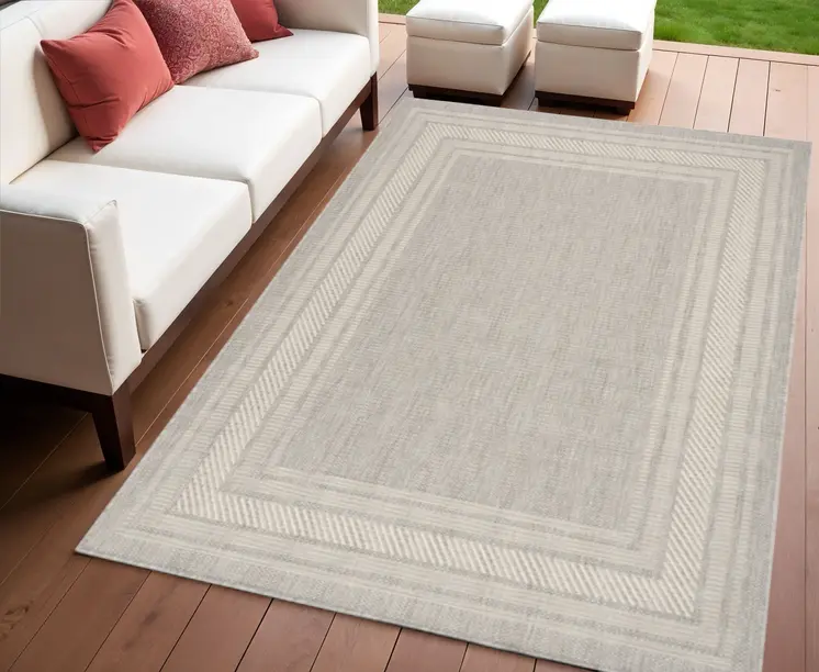 4' X 6' Gray Geometric Indoor Outdoor Area Rug