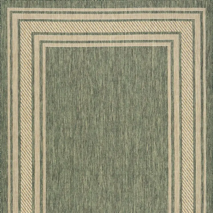 4' X 6' Green Geometric Indoor Outdoor Area Rug