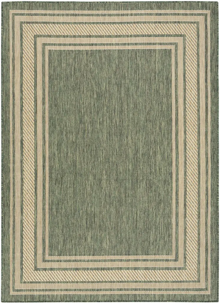 4' X 6' Green Geometric Indoor Outdoor Area Rug