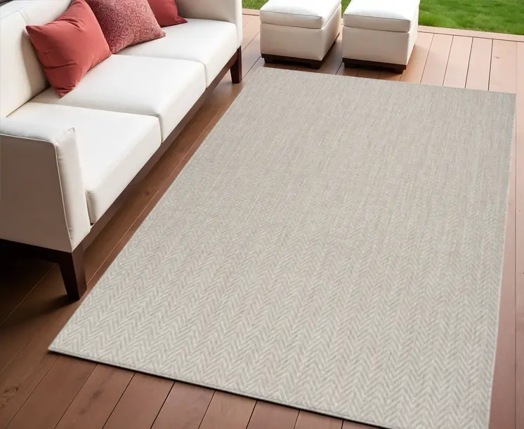 4' X 6' Gray Geometric Indoor Outdoor Area Rug