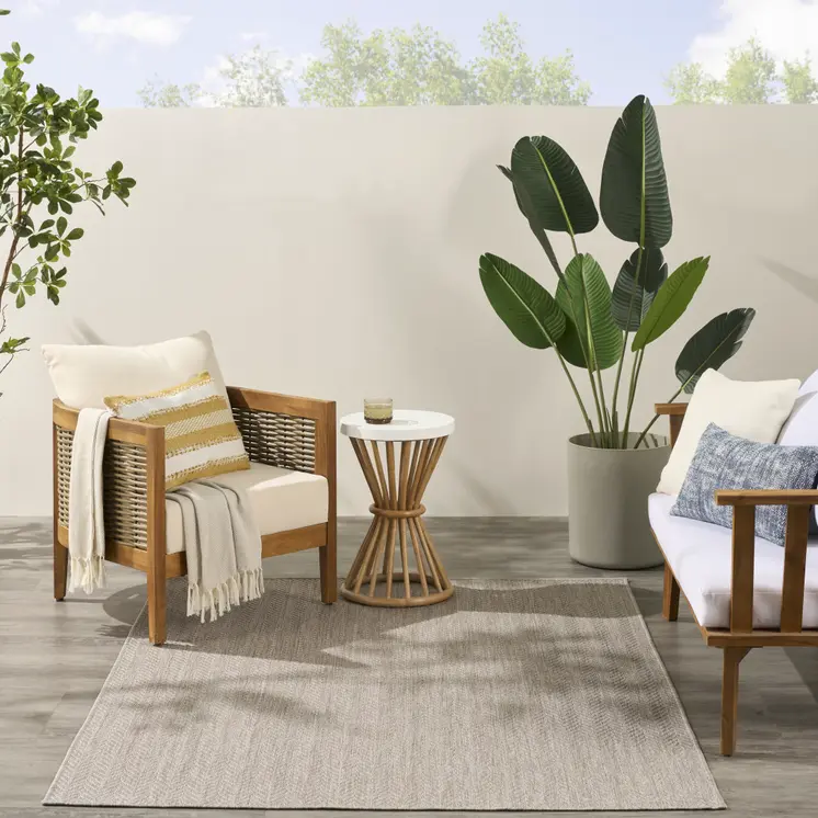 4' X 6' Gray Geometric Indoor Outdoor Area Rug