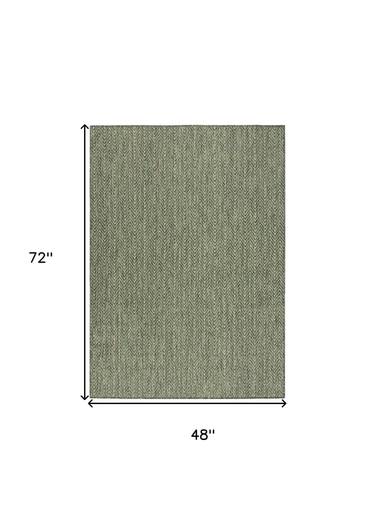 4' X 6' Green Geometric Indoor Outdoor Area Rug