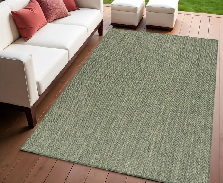 4' X 6' Green Geometric Indoor Outdoor Area Rug