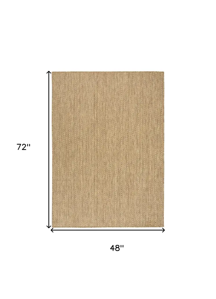 4' X 6' Natural Geometric Indoor Outdoor Area Rug