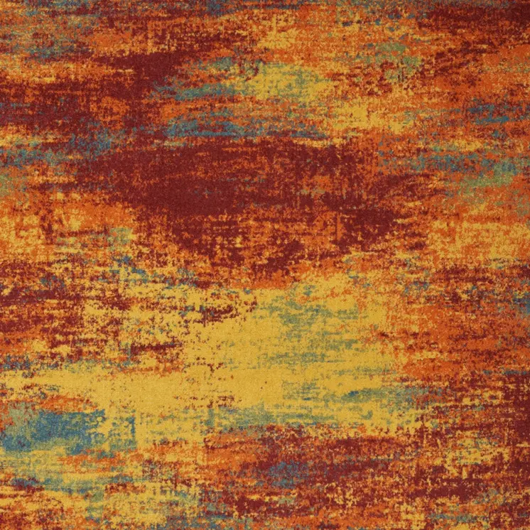 5' X 7' Flame Abstract Indoor Outdoor Area Rug
