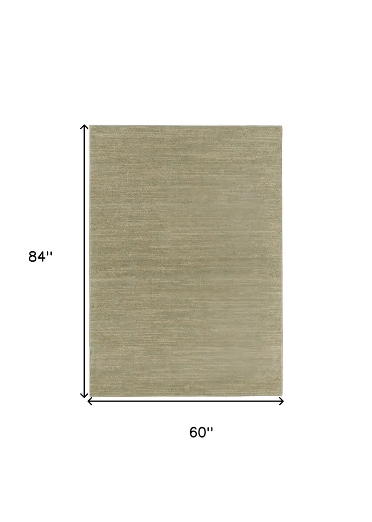 5' X 7' Green And Gold Abstract Indoor Outdoor Area Rug