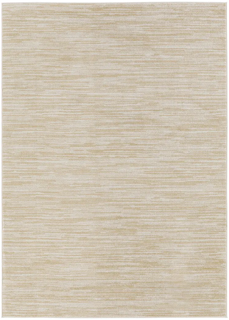 5' X 7' Ivory And Gold Abstract Indoor Outdoor Area Rug