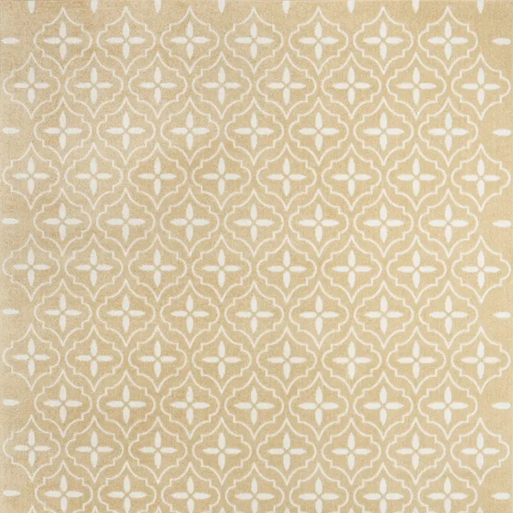 5' X 7' Beige And Ivory Geometric Indoor Outdoor Area Rug