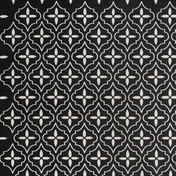 5' X 7' Black And Ivory Geometric Indoor Outdoor Area Rug