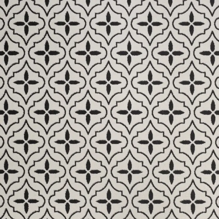 5' X 7' Ivory And Black Geometric Indoor Outdoor Area Rug