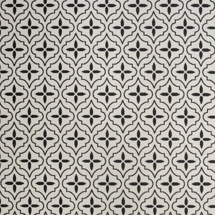 5' X 7' Ivory And Black Geometric Indoor Outdoor Area Rug