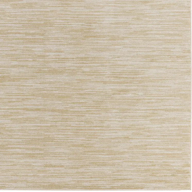 7' Ivory And Gold Square Abstract Indoor Outdoor Area Rug