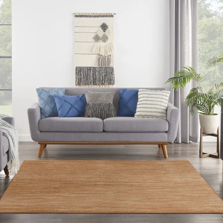 7' Rust Square Abstract Indoor Outdoor Area Rug