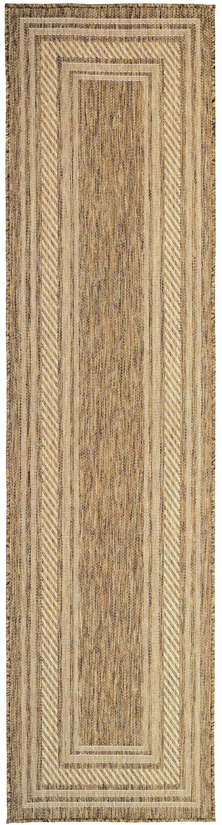 8' Natural Geometric Indoor Outdoor Runner Rug