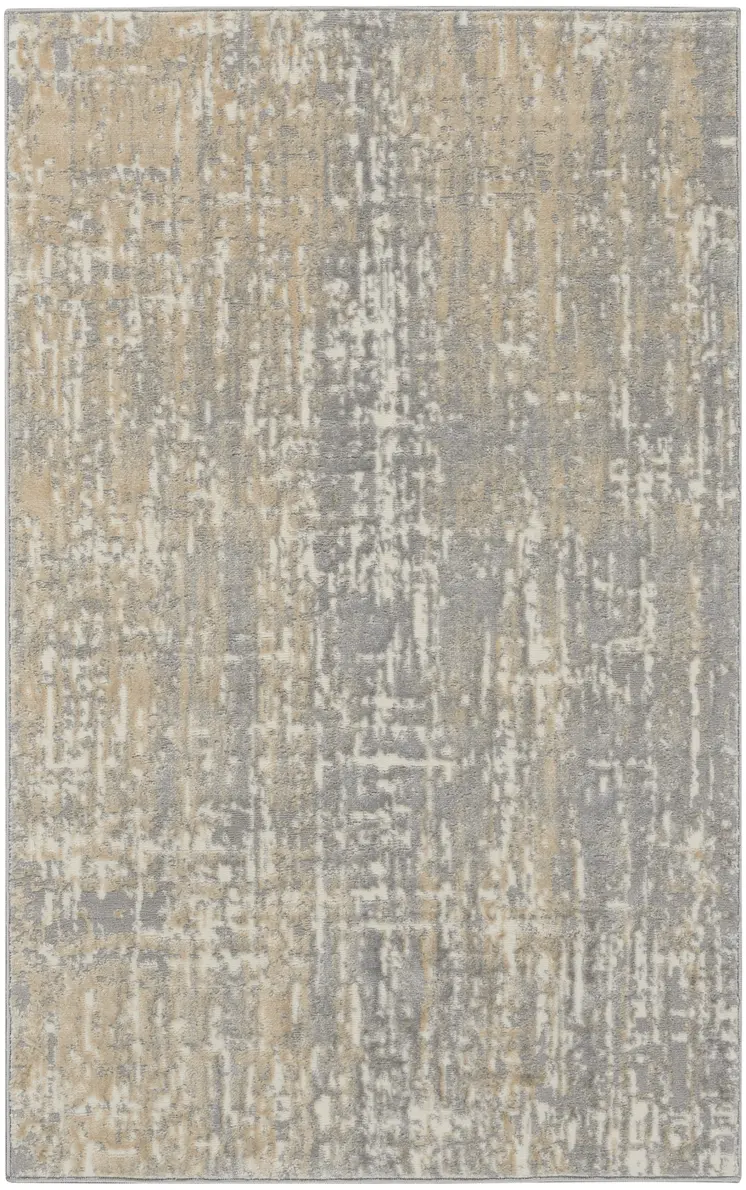 3' X 5' Gray Abstract Power Loom Area Rug