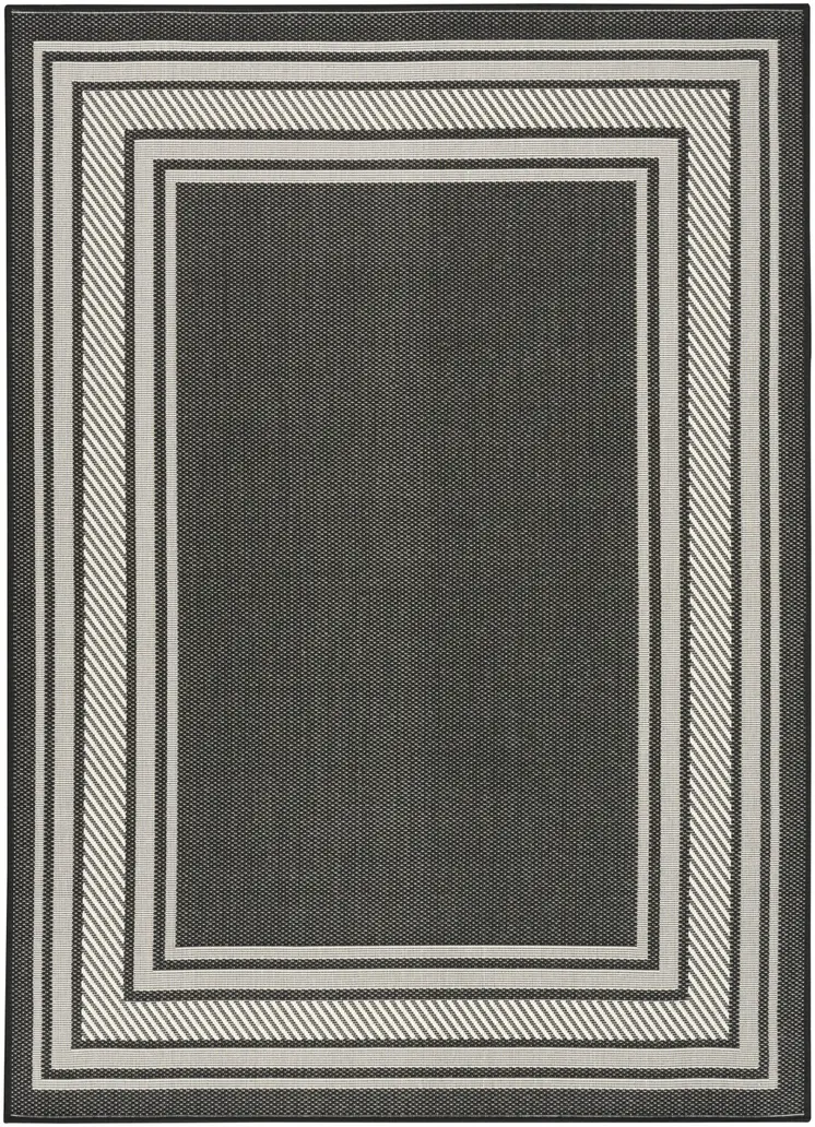 5' X 7' Black Geometric Indoor Outdoor Area Rug