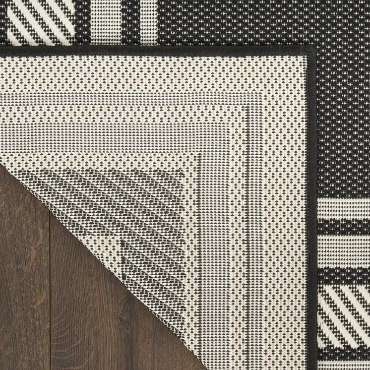 5' X 7' Black Geometric Indoor Outdoor Area Rug