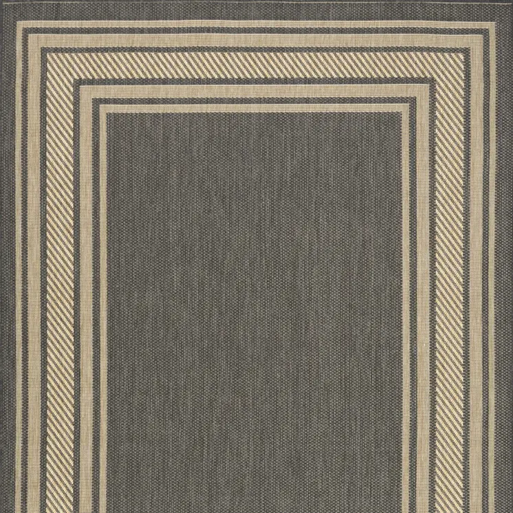 5' X 7' Charcoal Geometric Indoor Outdoor Area Rug