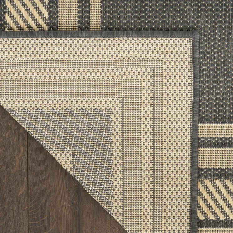 5' X 7' Charcoal Geometric Indoor Outdoor Area Rug