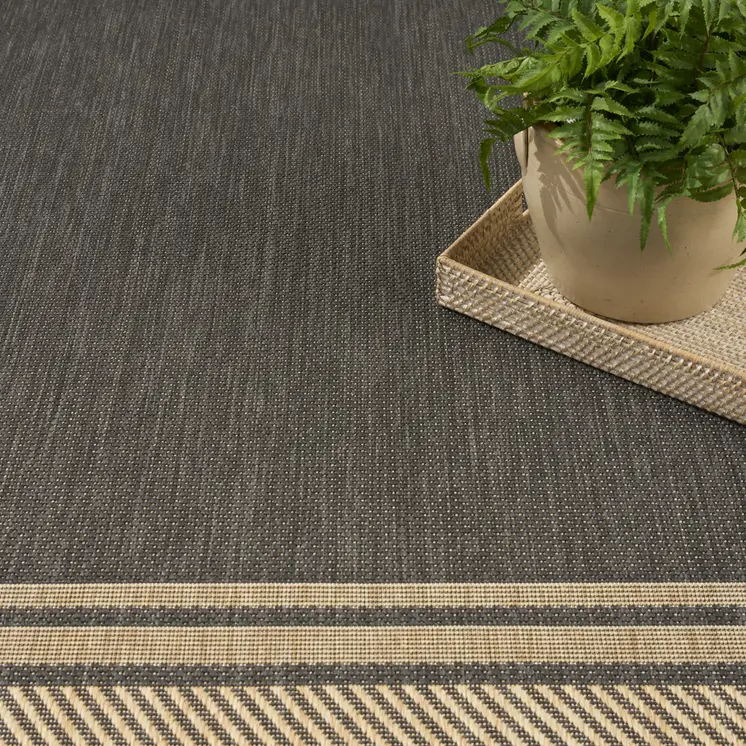 5' X 7' Charcoal Geometric Indoor Outdoor Area Rug