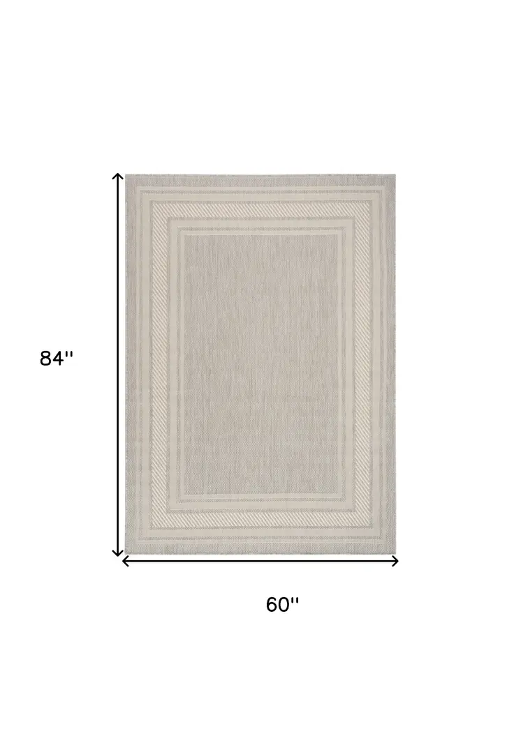 5' X 7' Gray Geometric Indoor Outdoor Area Rug