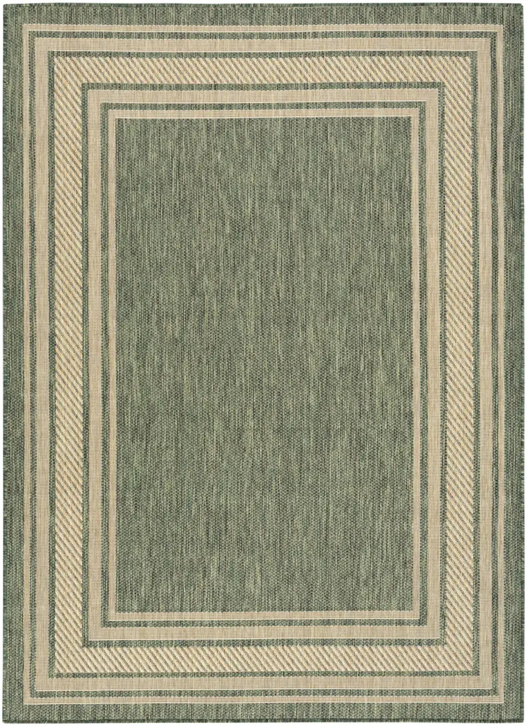 5' X 7' Green Geometric Indoor Outdoor Area Rug