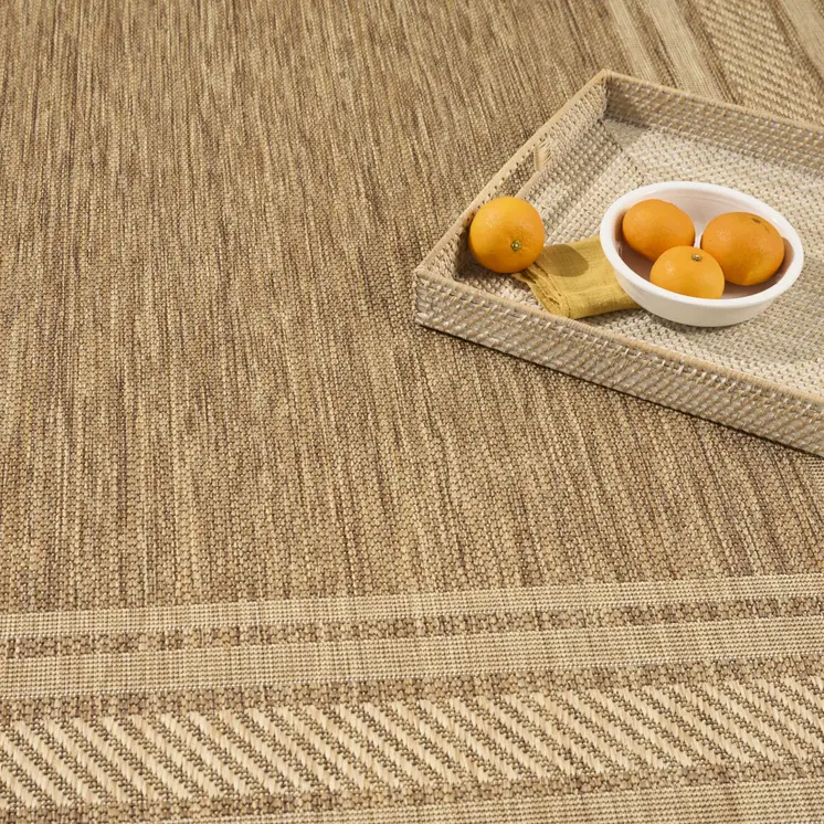 5' X 7' Natural Geometric Indoor Outdoor Area Rug